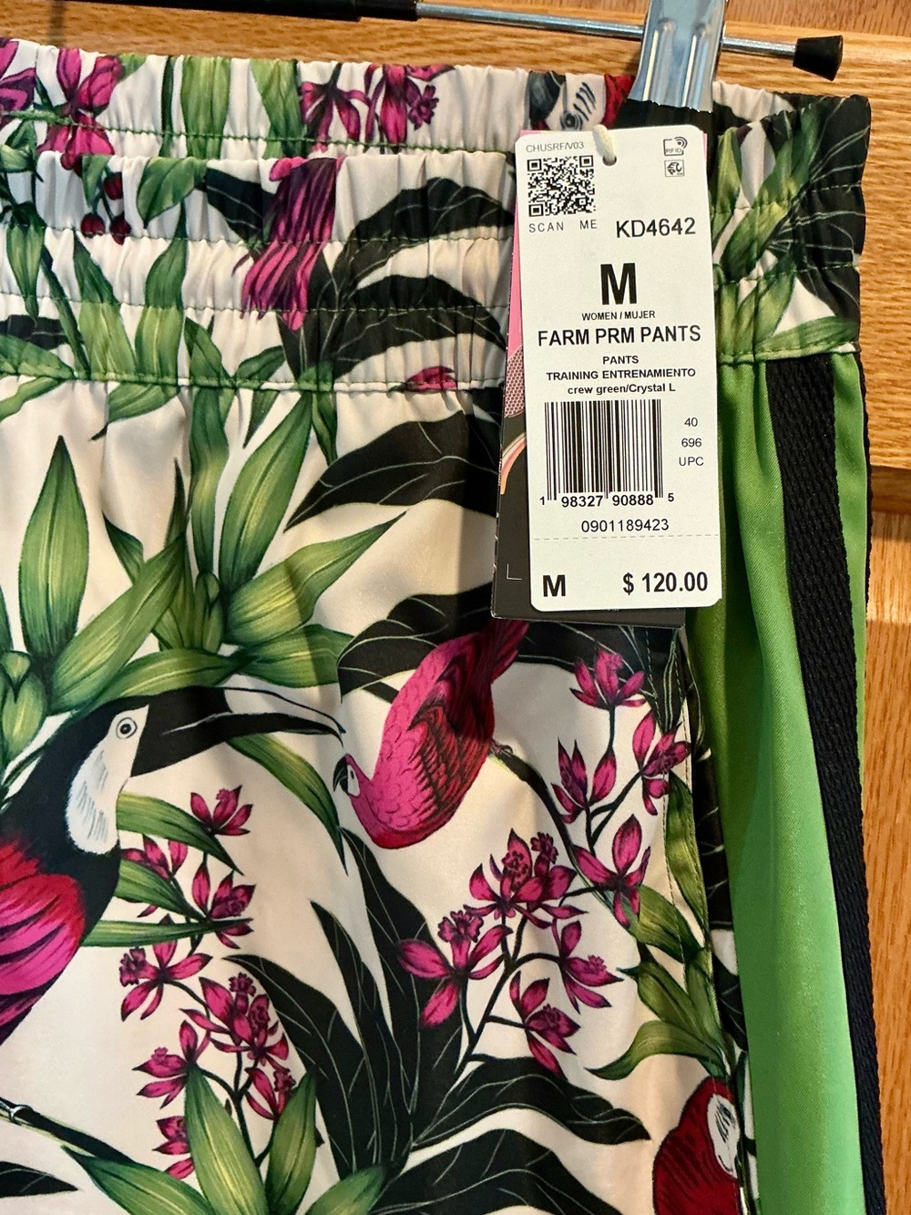 Adidas x Farm Rio Premium Track Pants W/ Tropical Print Crew Green New Size M - Picture 9 of 10